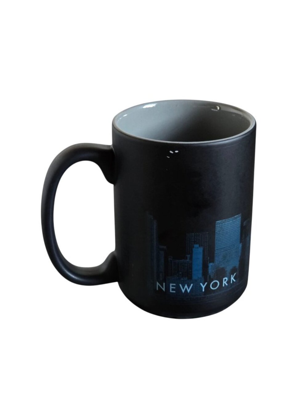 New York, New York Twin Towers Black Ceramic Mug